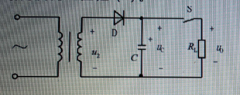 整流滤波电路如图所示,变压器副边电压有效值是10V ,开关 S 打开后,二极管承受的最高反向电压是(